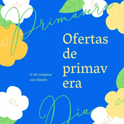 Promocione las compras de primavera con una ilustración de un cerezo amarillo en flor sobre fondo azul