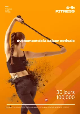 Flyer simple pour un événement de fitness en orange