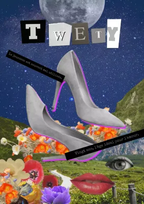 Un concept de collage en bleu marine et vert pour le jour du passage à l'âge adulte