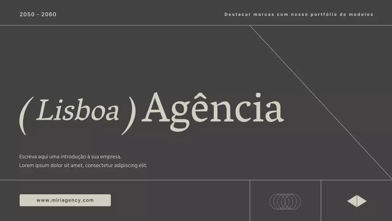 Carta de apresentação de uma agência de modelos moderna em cinzento