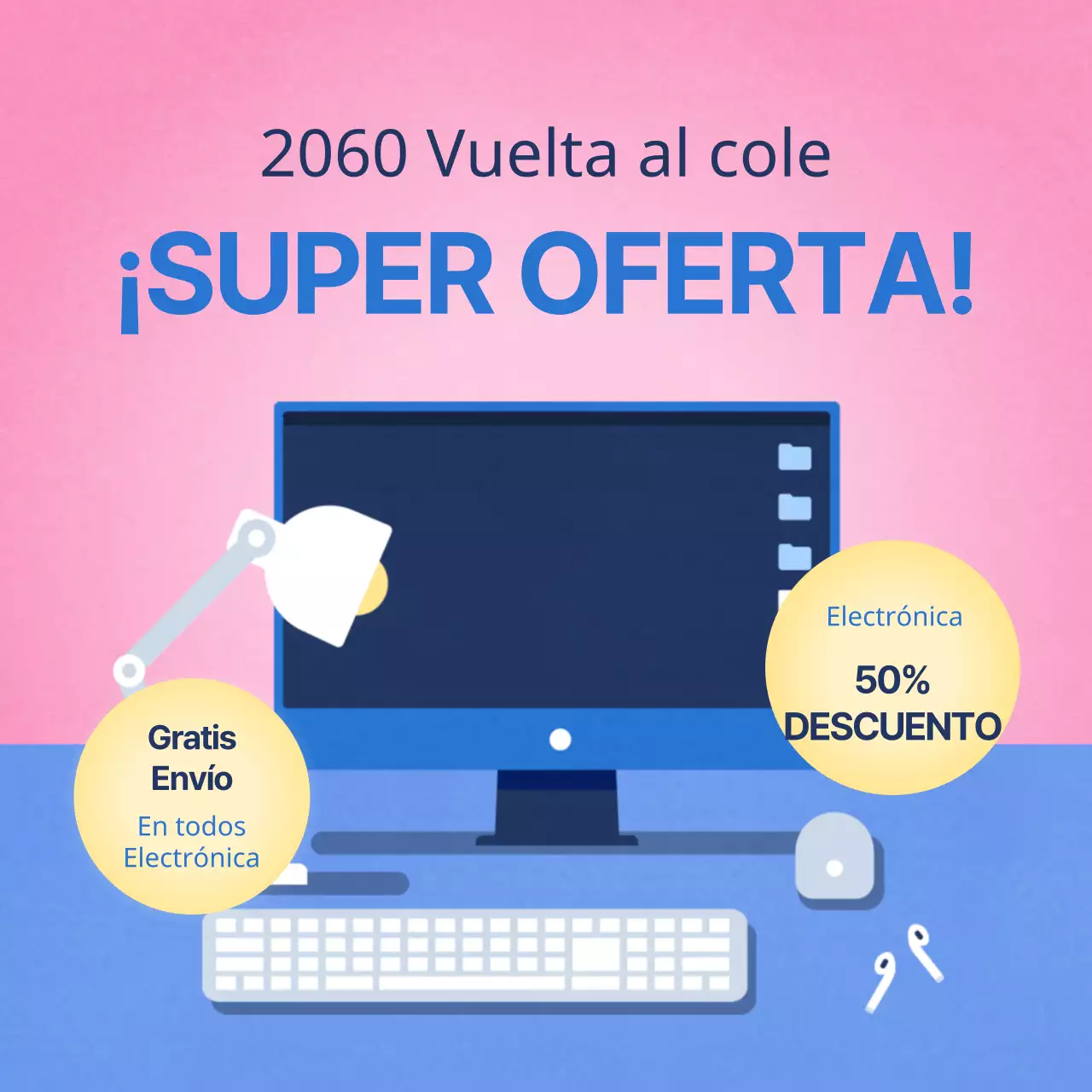 Guía de descuentos en electrónica rosa y azul
