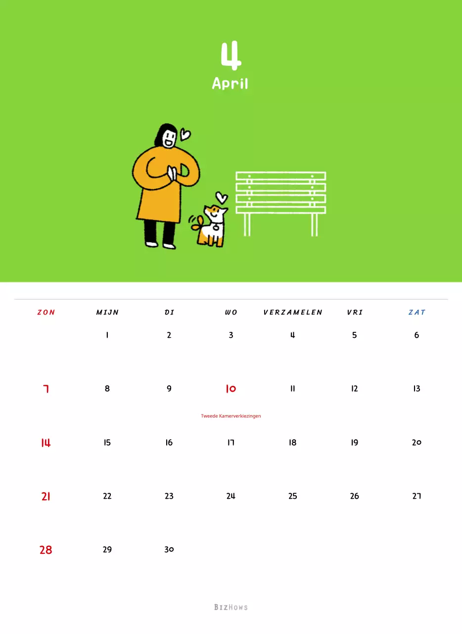 Nieuwjaarskalender met schattige illustraties