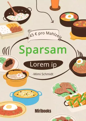 Rezeptbuch mit koreanischen Beilagen auf beigefarbenem Hintergrund