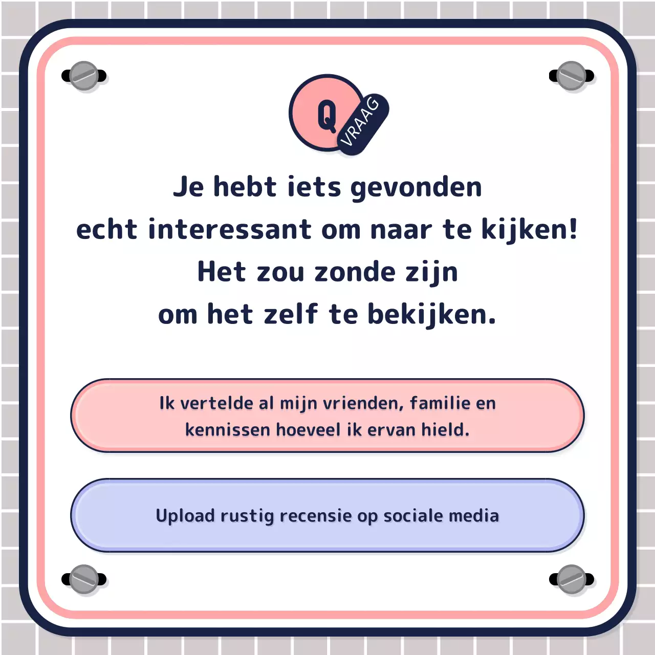 Eenvoudige tekstgestuurde quiztest in roze mauve navy