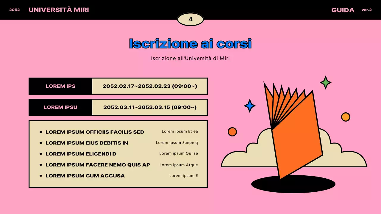 Concetto vintage in blu e arancione per l'orientamento degli studenti internazionali