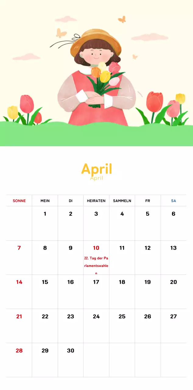 Ein warmer, illustrierter Kalender für das neue Jahr