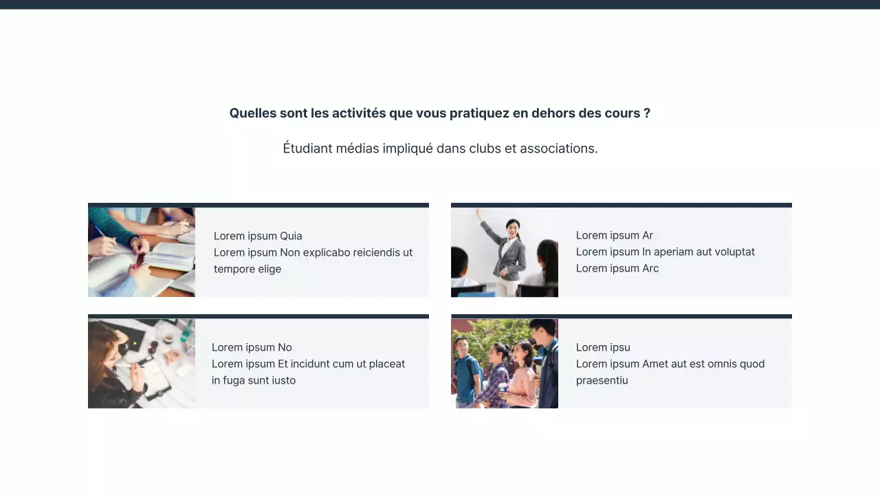 Une présentation simple de l'introduction du département des relations publiques de l'université, en bleu marine et jaune