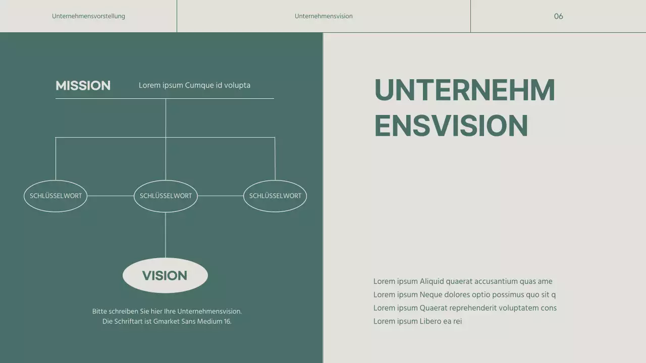 Ein einfaches grün-beiges Unternehmensprofil