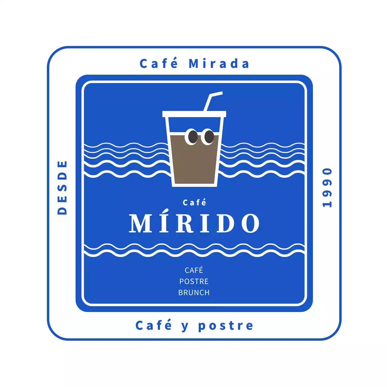 Azul lindo café ilustración café logotipo posavasos para cafetería