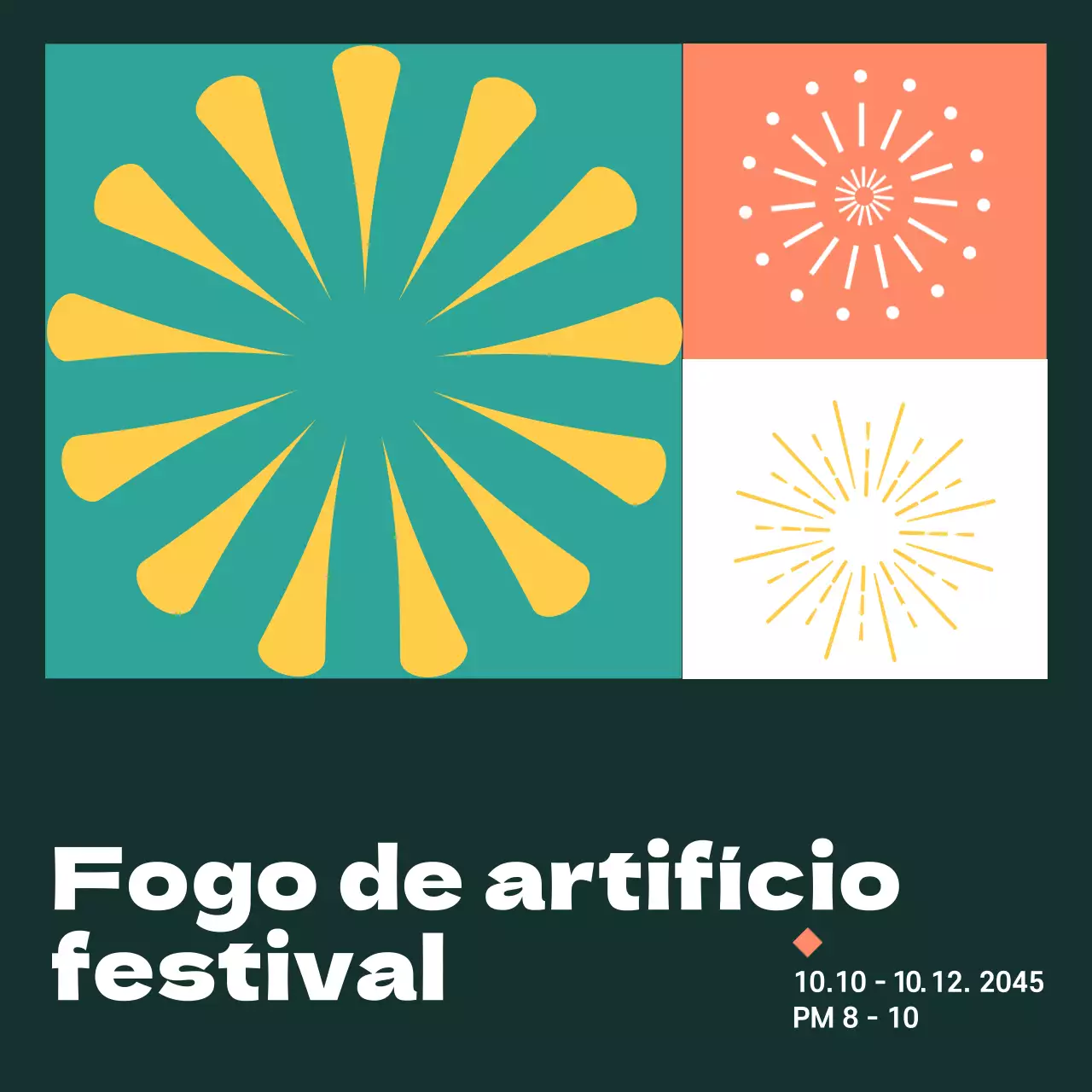 Cartaz de fogo de artifício turquesa