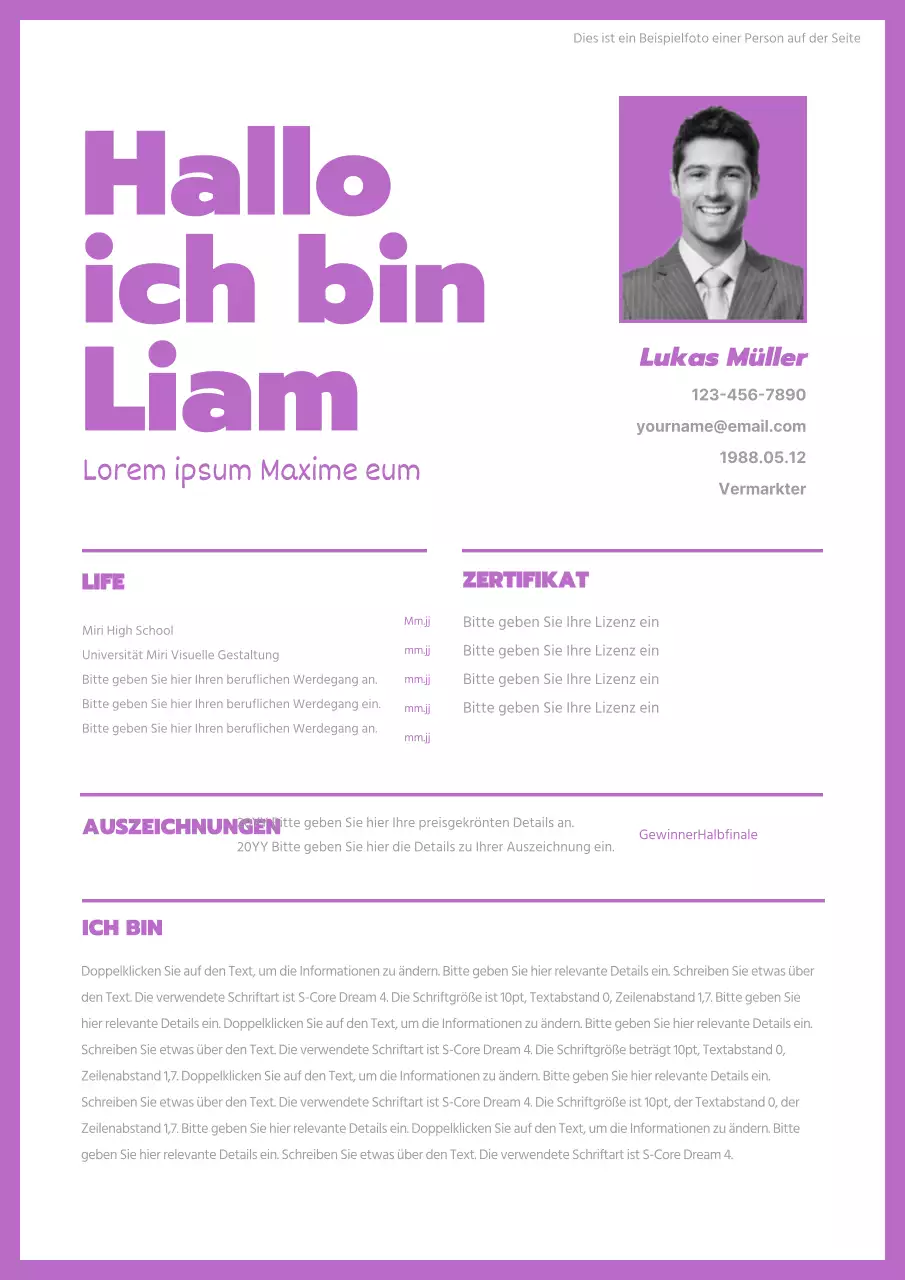 Lila einfaches Anschreiben