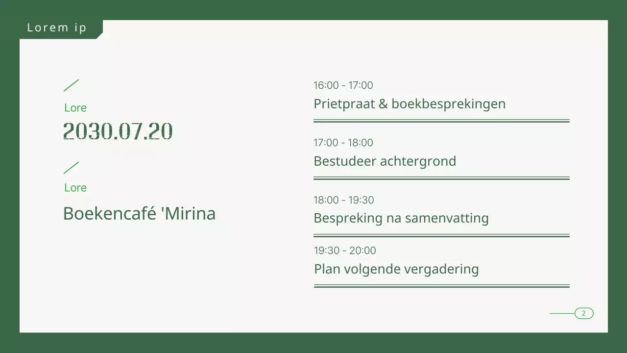 Presentatie boekenclub groengetinte filosofie