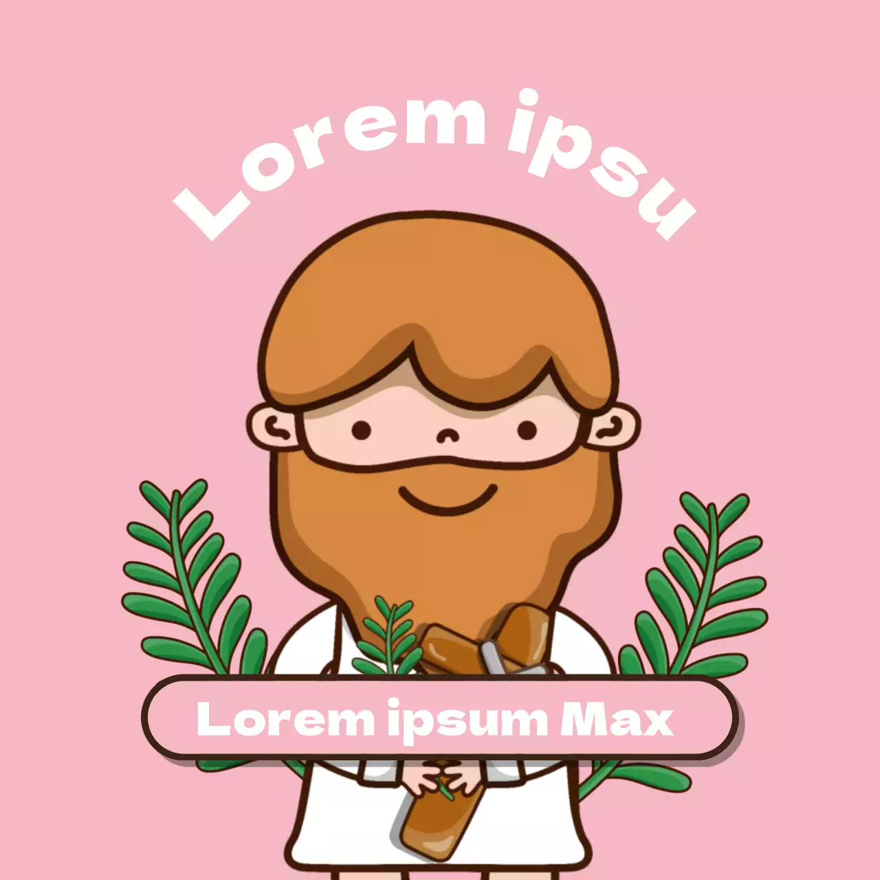 Ilustração de uma personagem gira e cor-de-rosa de uma igreja