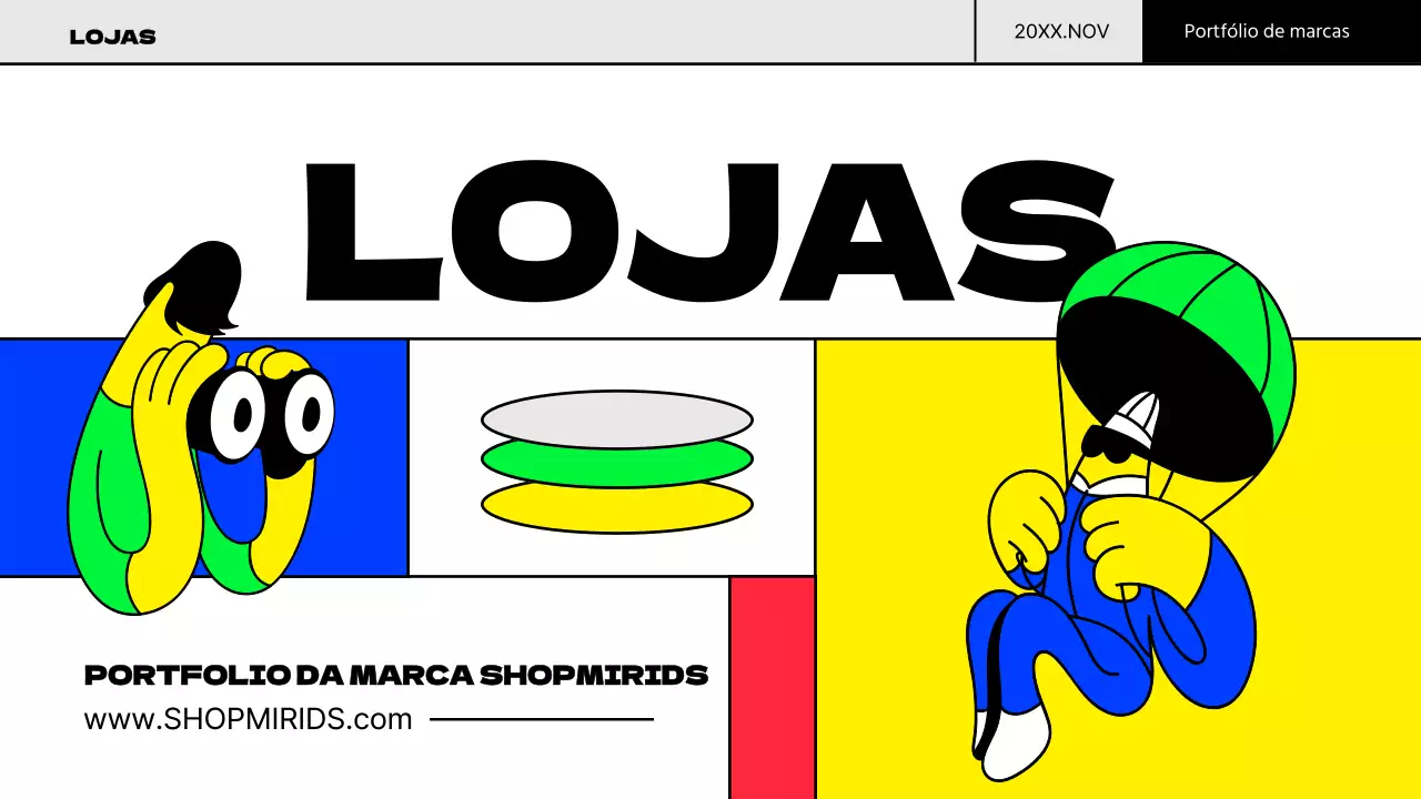 Conceito de ilustração pop para uma carteira de marcas em cores fluorescentes