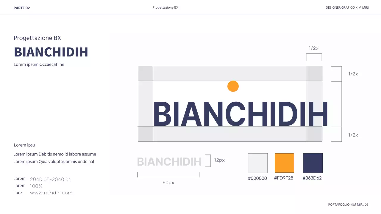 Presentazione del portafoglio per designer in bianco e nero