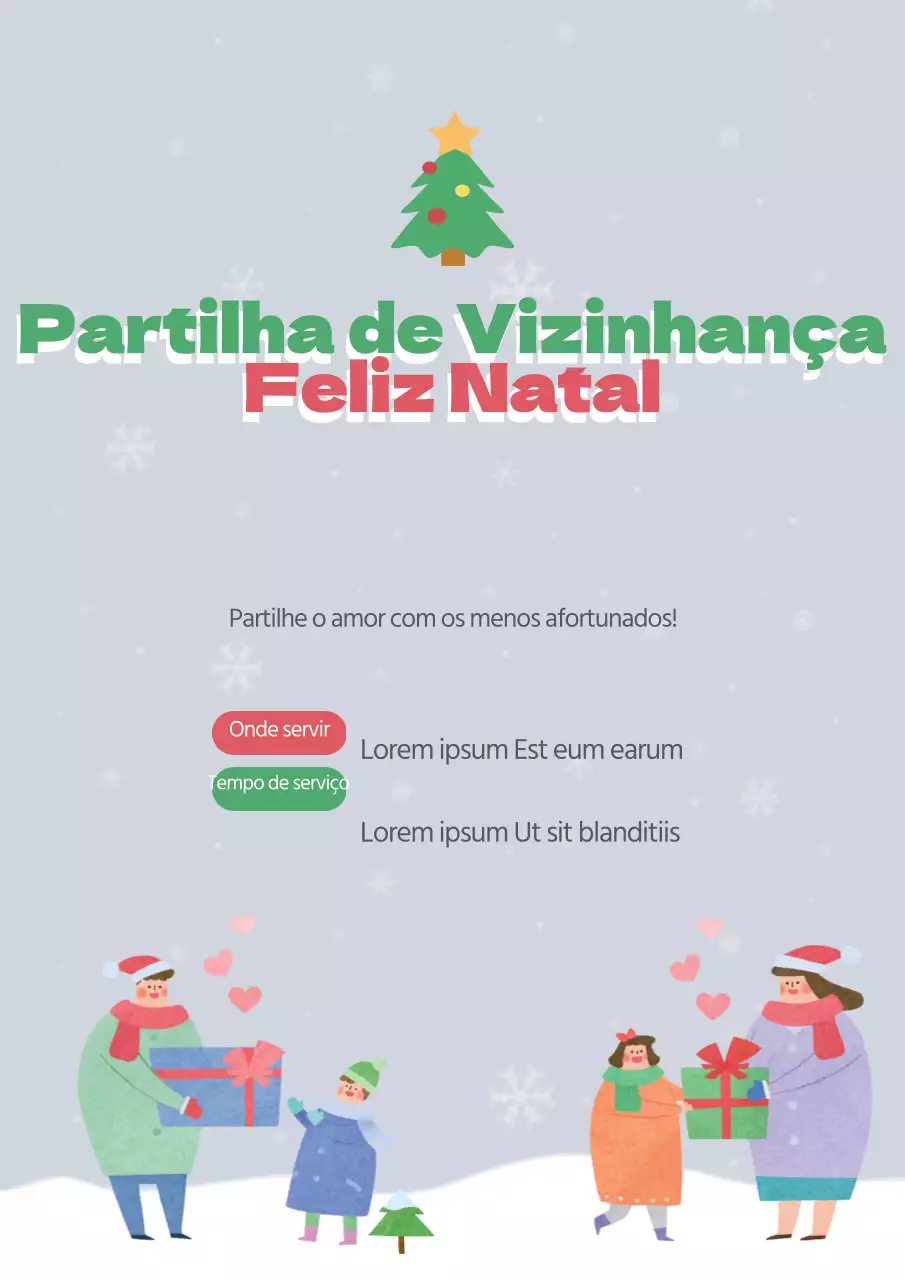 Folheto de Natal giro para a feira da ladra em verde e vermelho