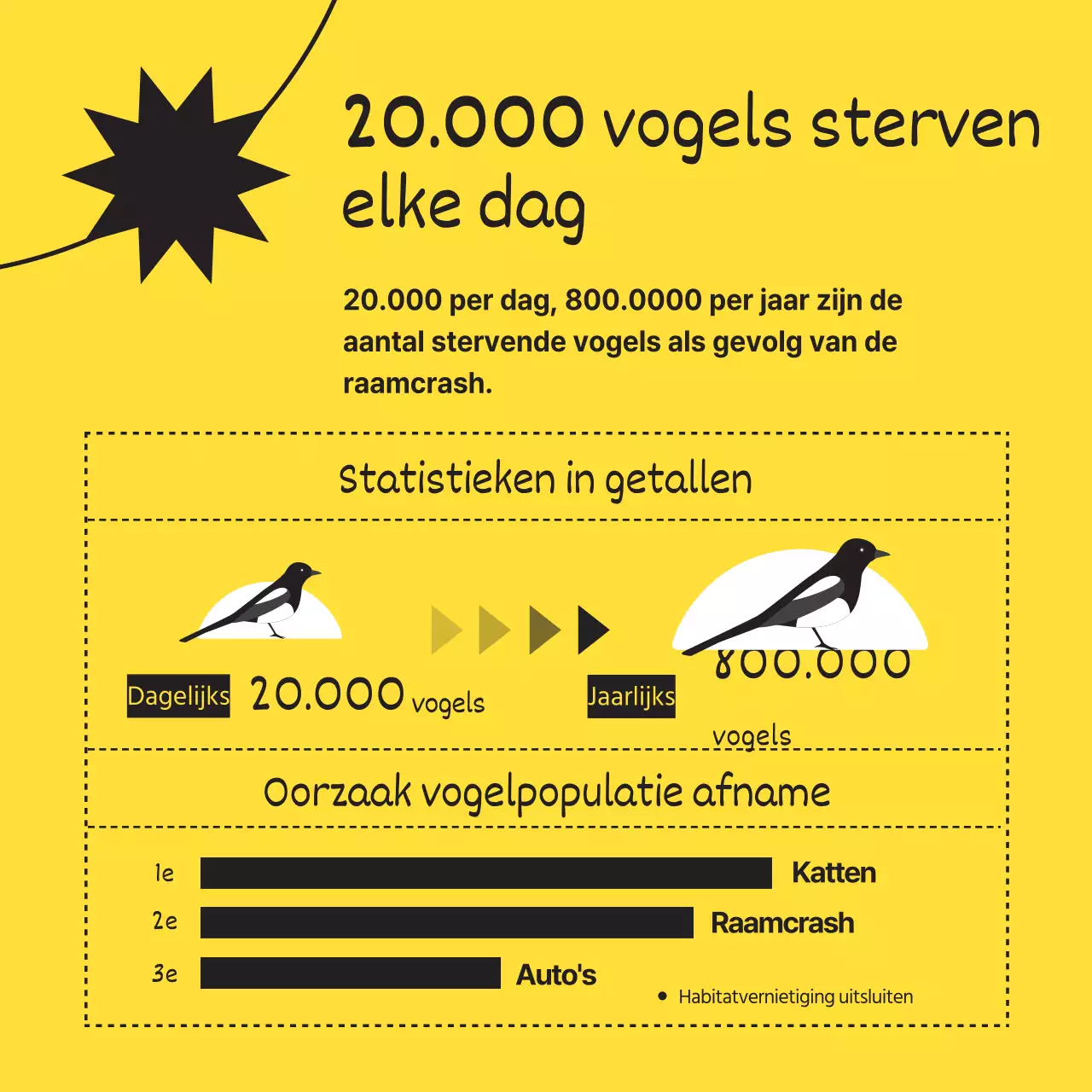 Koop een eenvoudige wilde vogel in zwart en geel