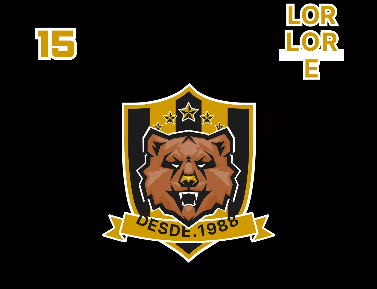 Colete de futebol de sócio com logótipo do clube de futebol com ilustração de um urso preto e dourado