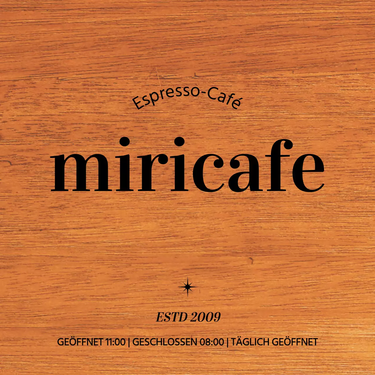 Einfaches Café-Design mit schwarzem Text