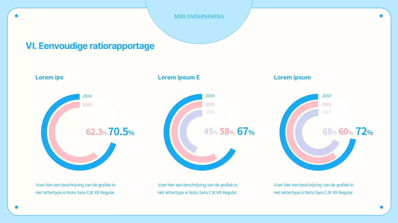 Grafieken en infographics met cirkels in blauwe pasteltinten