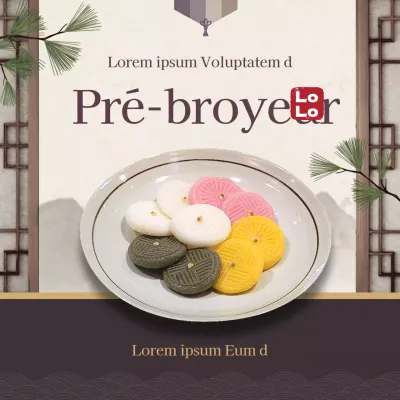 Motifs traditionnels de pâte de haricots rouges et concept de luxe pour la promotion des galettes de riz