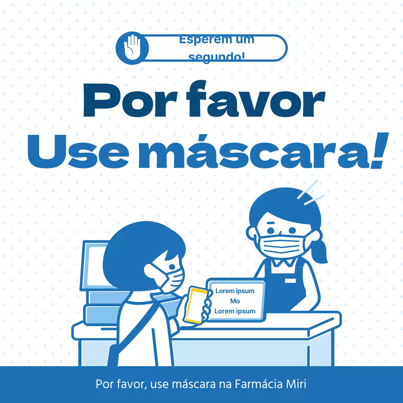 Notificação de faseamento da máscara com cor de ponto azul