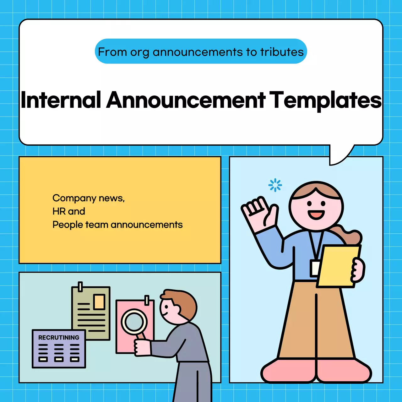 Anúncio simples de empresa em azul claro