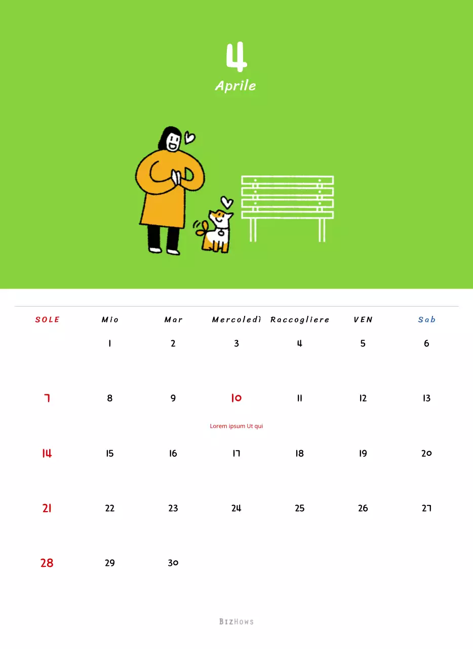 Calendario di Capodanno con simpatiche illustrazioni