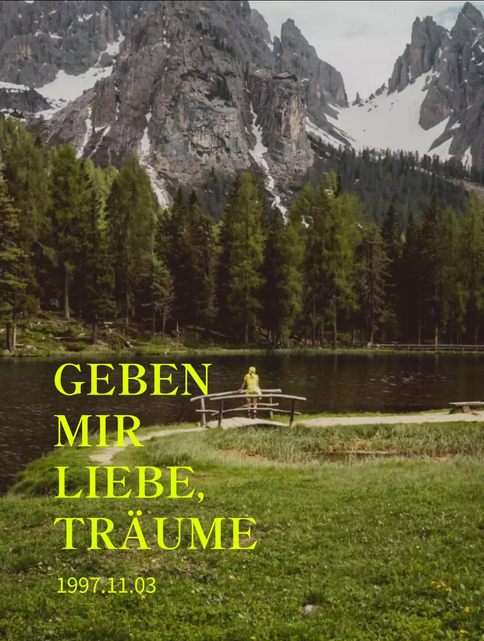 Merchandise mit beruhigenden Vintage-Fotos mit fluoreszierenden grünen Akzenten