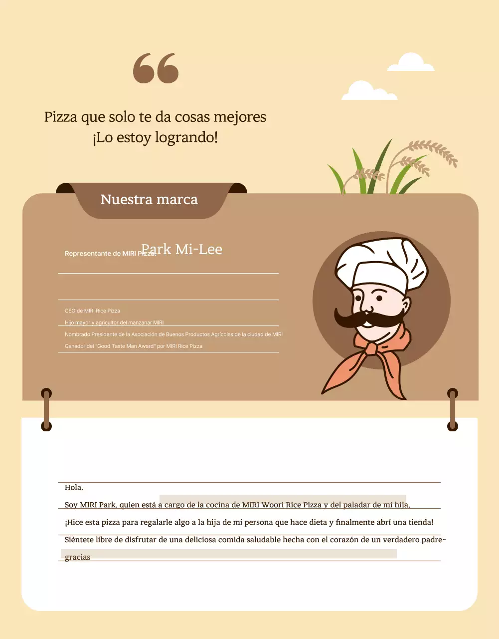 Guía de financiación de la pizza de arroz coreana con ilustraciones en marfil