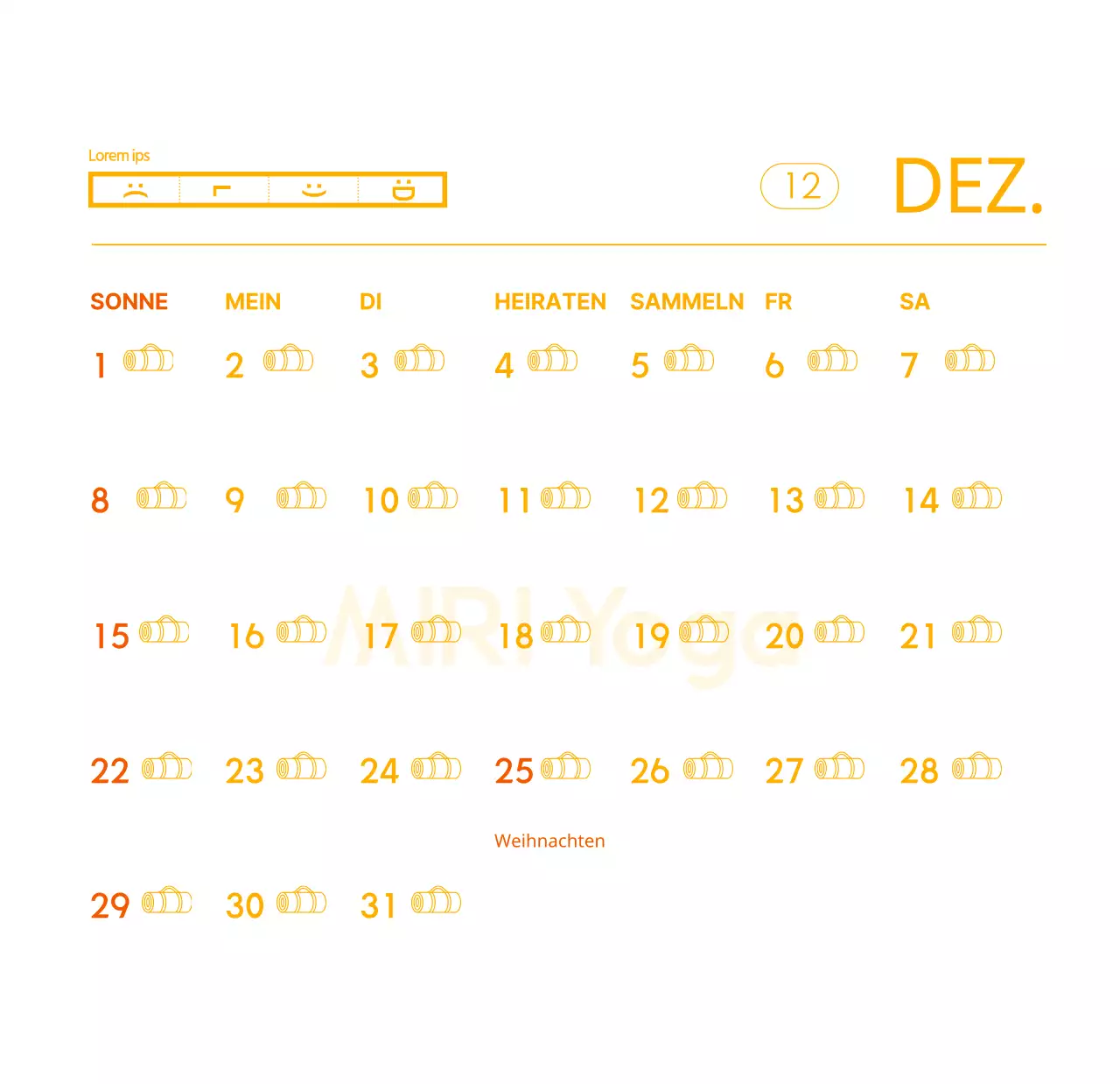 Orangefarbene Kalender zum Verschenken bei der Werbung für Ihr Yogastudio