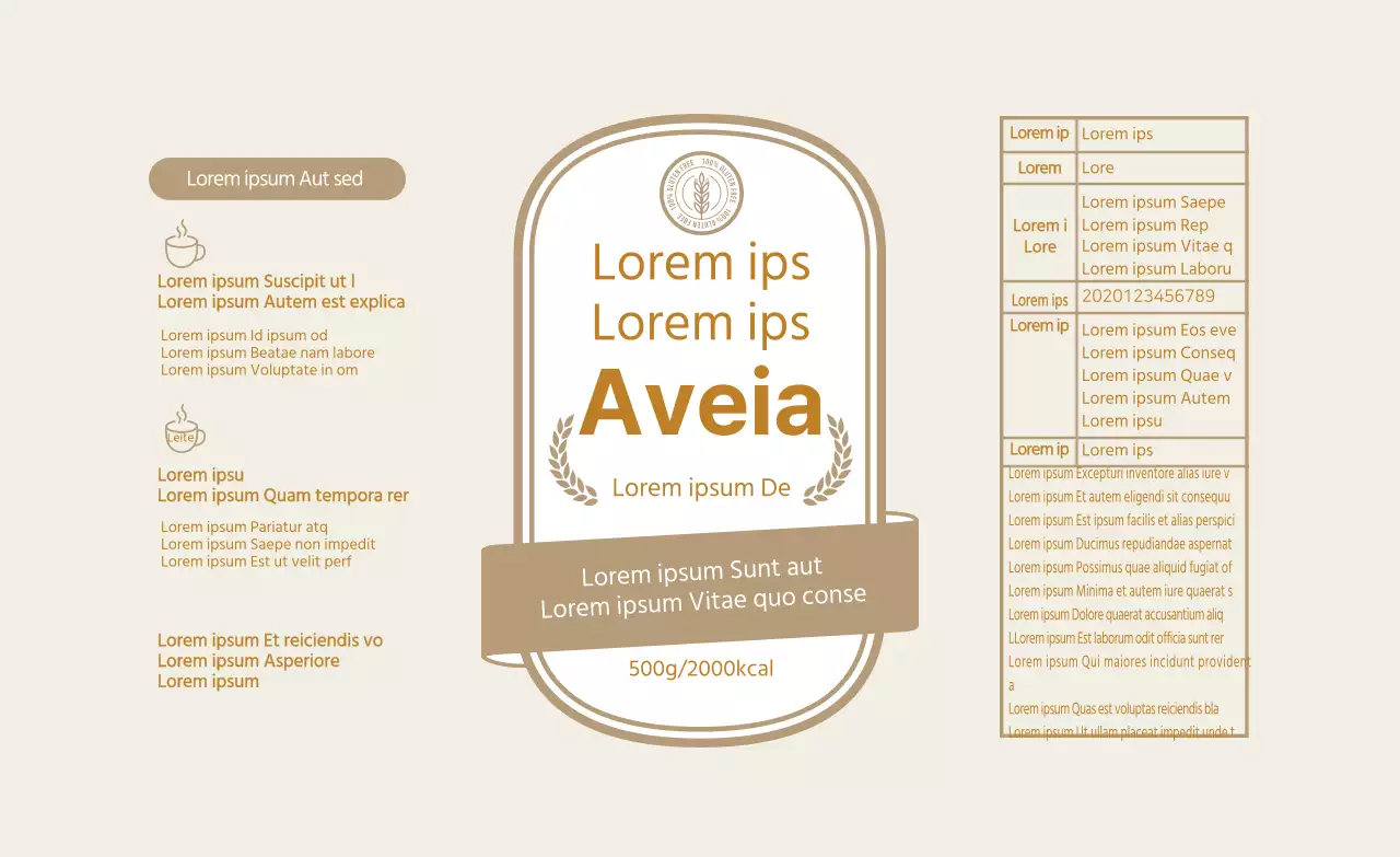 Etiqueta bege vintage cor de aveia