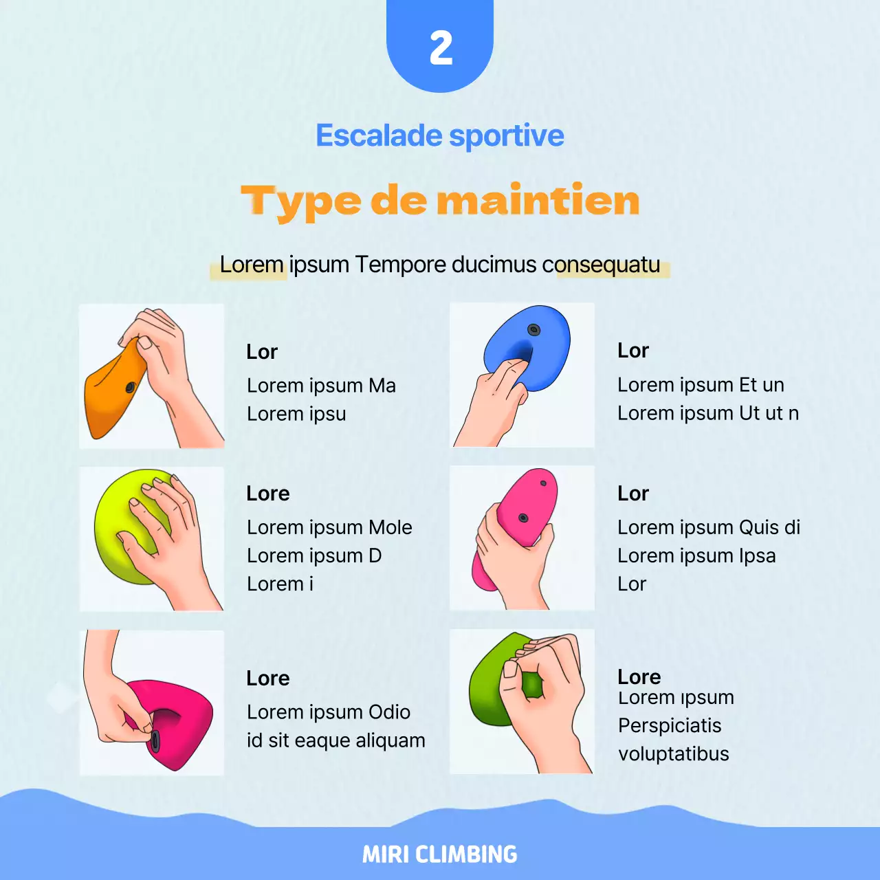 Carte d'escalade cool et dynamique en orange sur fond bleuNews