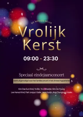 Stijlvolle promotieposter voor kerstconcert met veelkleurige achtergrond