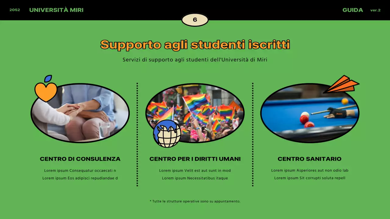 Concetto vintage in blu e arancione per l'orientamento degli studenti internazionali