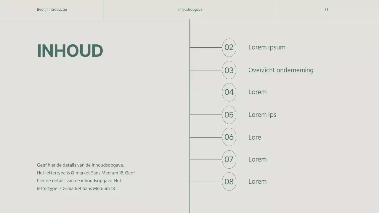Een eenvoudig groen en beige bedrijfsprofiel