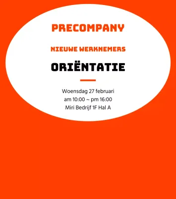 Eenvoudige kaderstijl in oranje en zwart voor oriëntatie-informatie over nieuwe werknemers