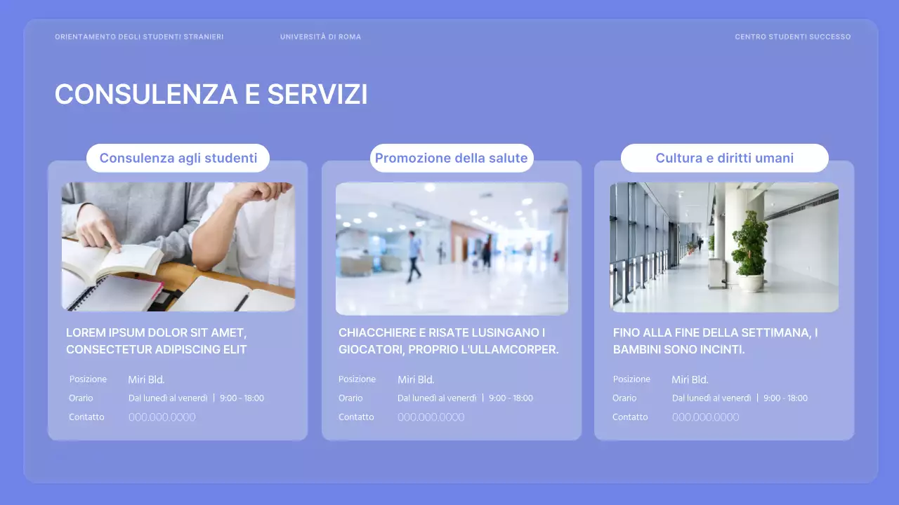 Orientamento internazionale per gli studenti in tonalità malva e vivace