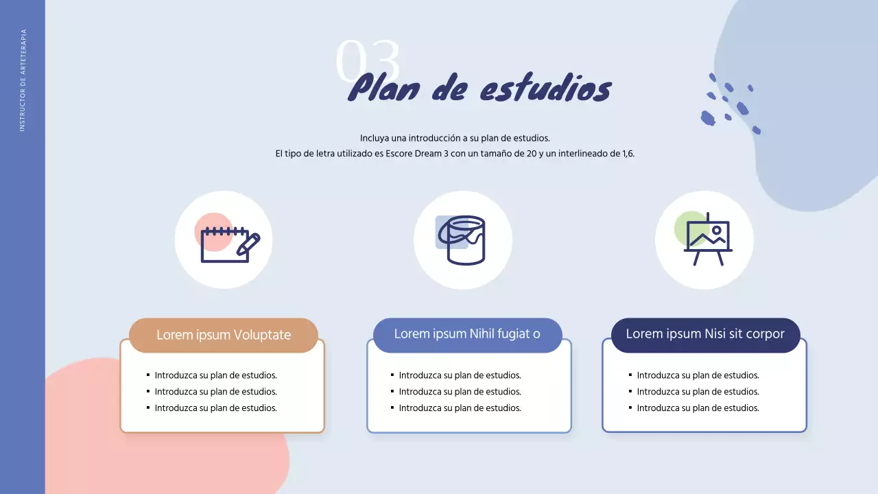 Portafolio de Instructor de Arte Psicoterapia en Azul y Celeste