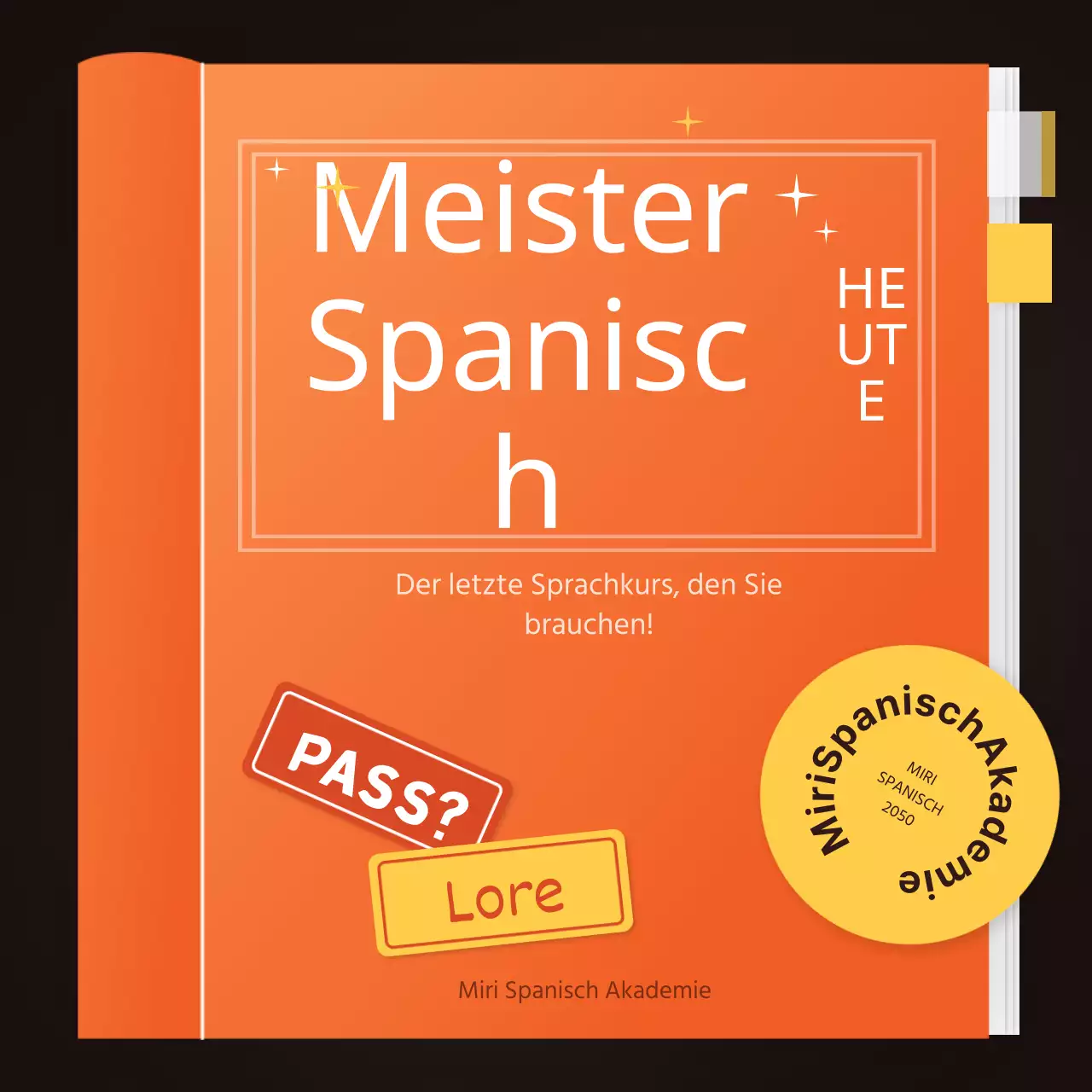 orange gelb braun buch illustration englisch akademie werbekarte news