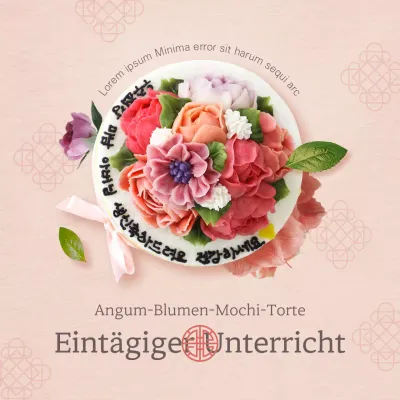 Rosa Ein klares und einfaches traditionelles Thema für einen Reiskuchen mit Angkum-Blüten