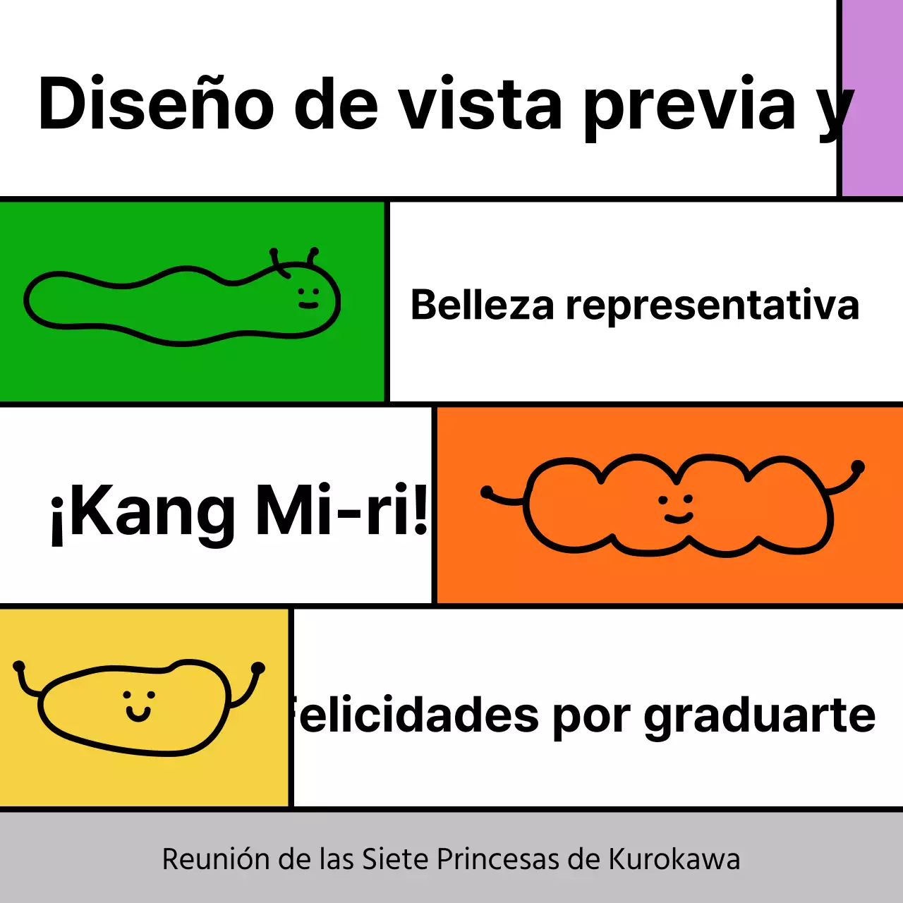 Graduación con un colorido mensaje y simpáticas ilustraciones lineales