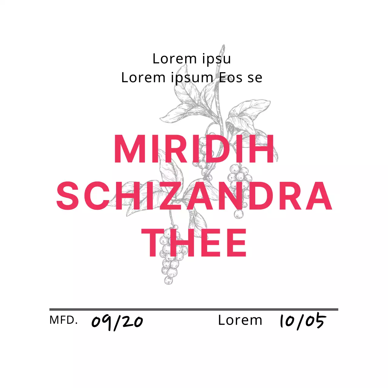 Keurig café thee-etiket met roze illustratie