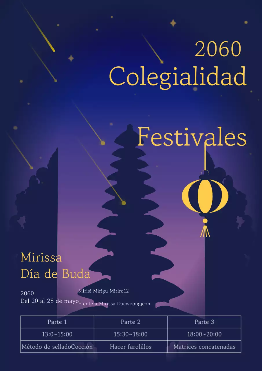 Siluetas de pagodas contra el cielo nocturno Guía del Festival de los Faroles de Punta