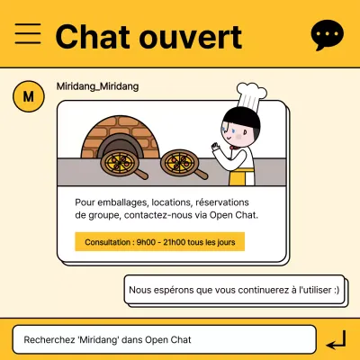 Fenêtre de chat jaune pour les rendez-vous de chat ouverts