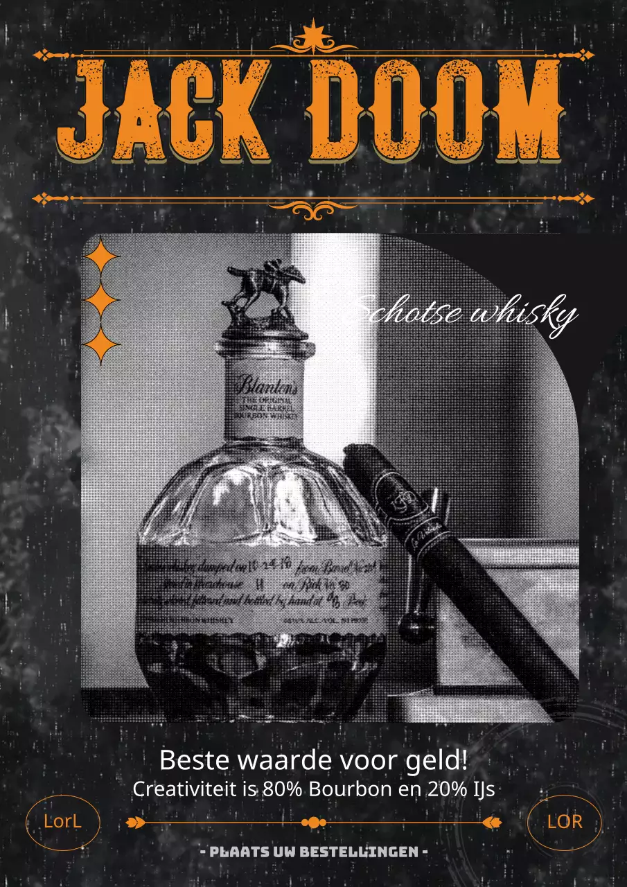 Zwarte Vintage Hope Whisky Jack Promotie