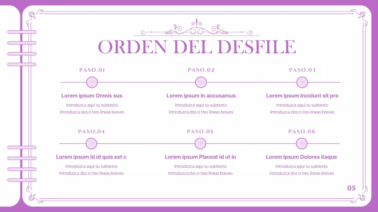 Plano de desfile de un parque de atracciones de color púrpura y marcos limpios