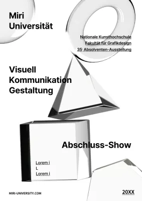 Schwarz-weiße Ausstellung zum Thema Glasobjektdesign
