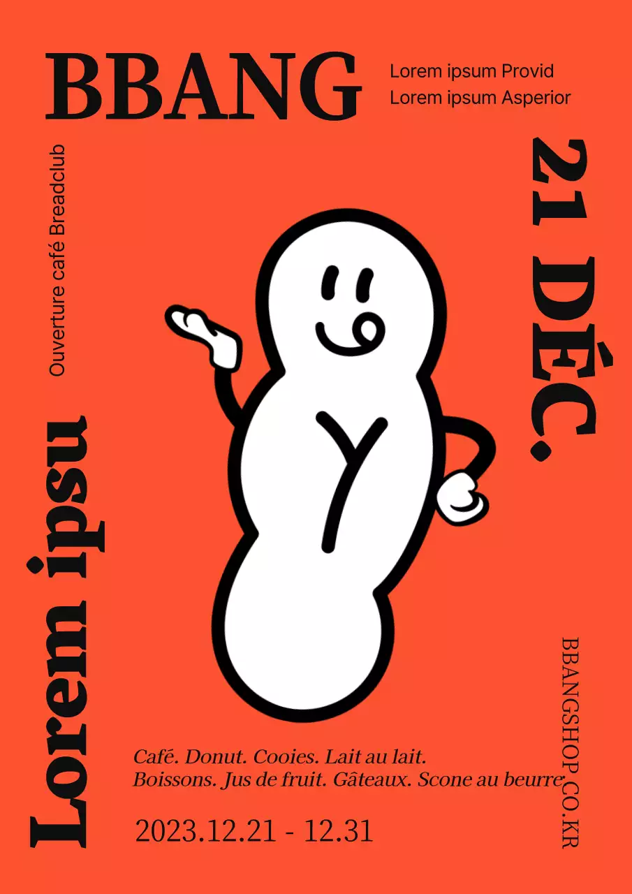 Affiche pour l'ouverture d'un magasin de bonbons avec un schéma de couleurs orange simple