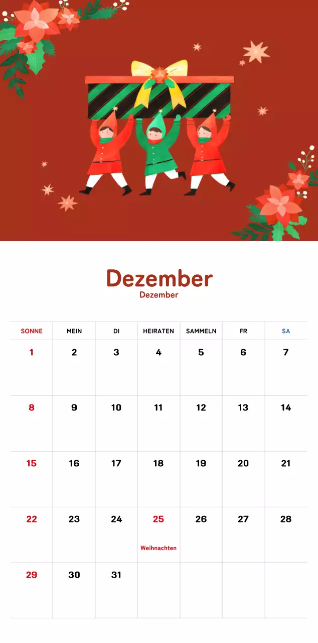 Ein warmer, illustrierter Kalender für das neue Jahr